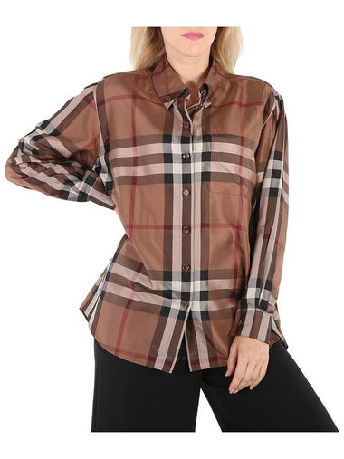 Burberry Ladies Carlota Silk Twill Printed Shirt In Brown, Brand Size 4 (US Size 2) - BURBERRY - BALAAN 1