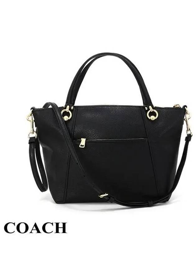 Kacey Satchel Leather Tote Bag Gold Black - COACH - BALAAN 4