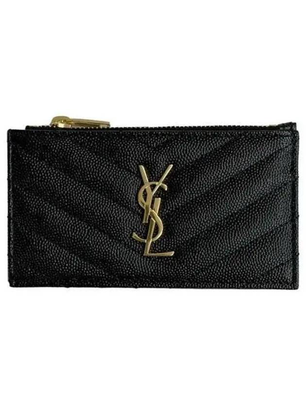 23FW 607915 Monogram Fragment Zipper Card Wallet 607915 BO 1009006 - SAINT LAURENT - BALAAN 1