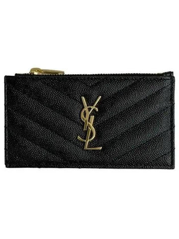 23FW 607915 Monogram Fragment Zipper Card Wallet 607915 BO 1009006 - SAINT LAURENT - BALAAN 1