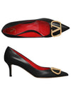 V Logo Signature Smooth Leather Pumps Black - VALENTINO - BALAAN 3