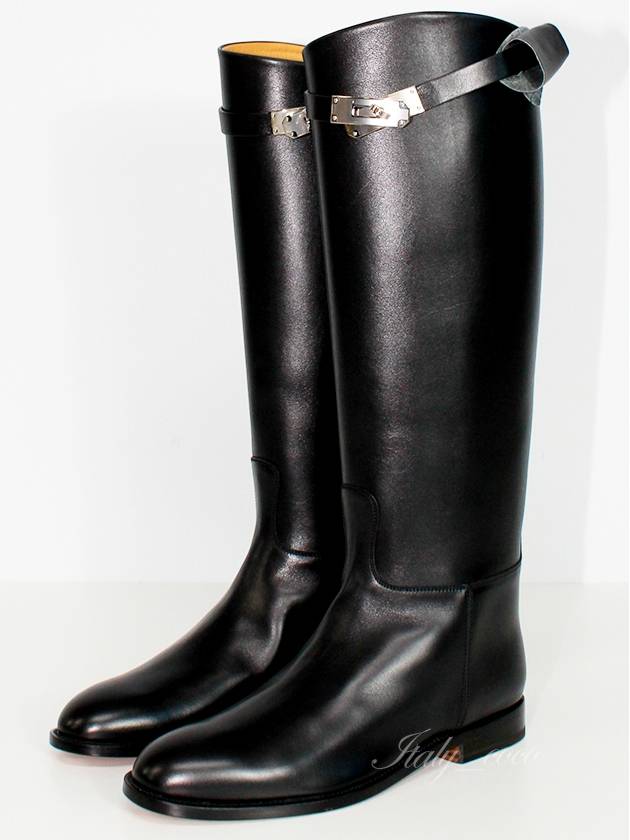Jumping Boots Kelly Buckle Long Boots Silver Plated Black H042138Z - HERMES - BALAAN 4