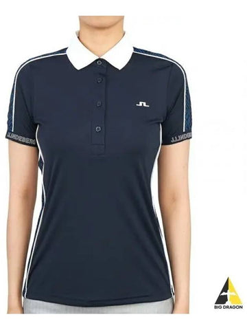 Women s Damai Golf Collar Short Sleeve T Shirt Black Navy GWJT06465 - J.LINDEBERG - BALAAN 1