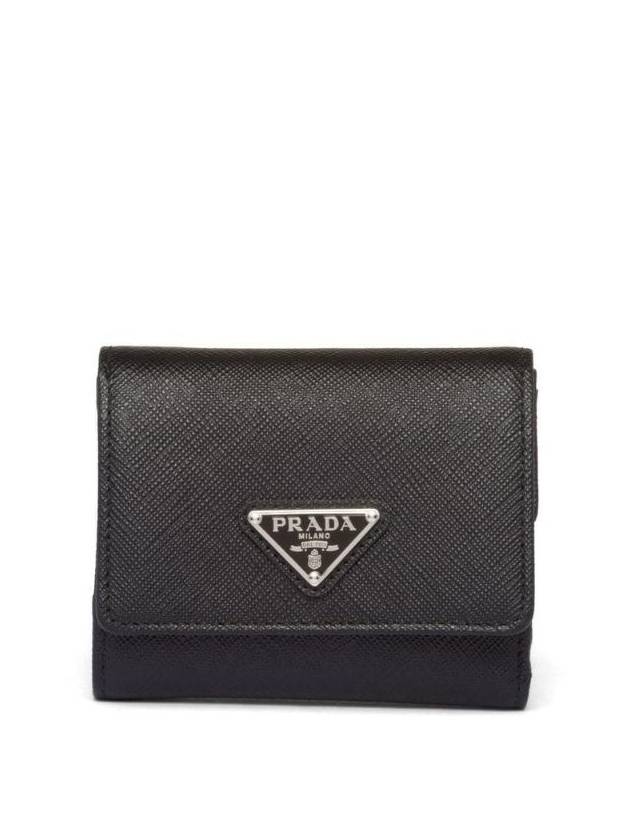 Saffiano Leather Bicycle Wallet Black Silver - PRADA - BALAAN 1