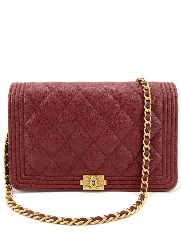 Caviar Boy gold logo woc mini bag cross burgundy - CHANEL - BALAAN 2