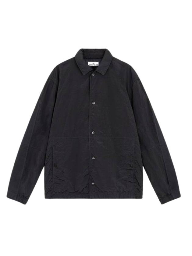 Oversize Padded Long Sleeve Shirt Black - STONE ISLAND - BALAAN 1