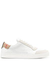 Leather Suede Check Cotton Low Top Sneakers White - BURBERRY - BALAAN 2