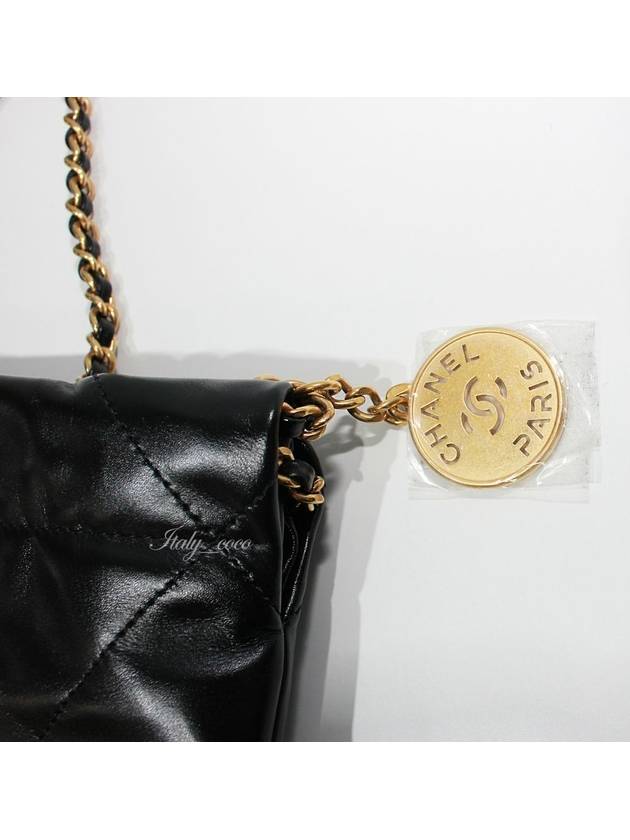 Mini Handbag Shiny Calfskin Gold Black - CHANEL - BALAAN 10