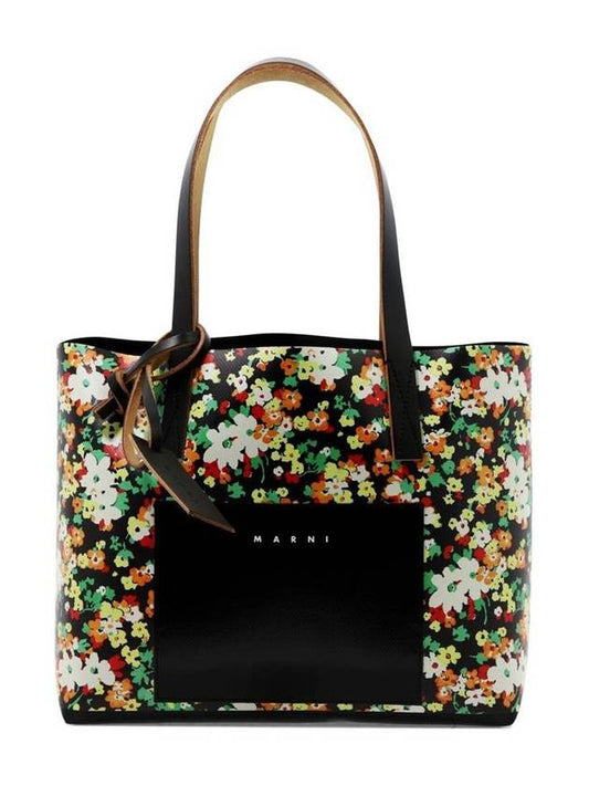 Logo Flower Tote Bag Black - MARNI - BALAAN 1