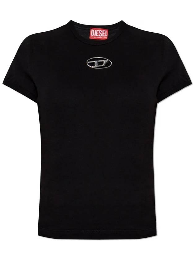 Slim Fit Cutout Oval D Short Sleeve T-Shirt Black - DIESEL - BALAAN 2