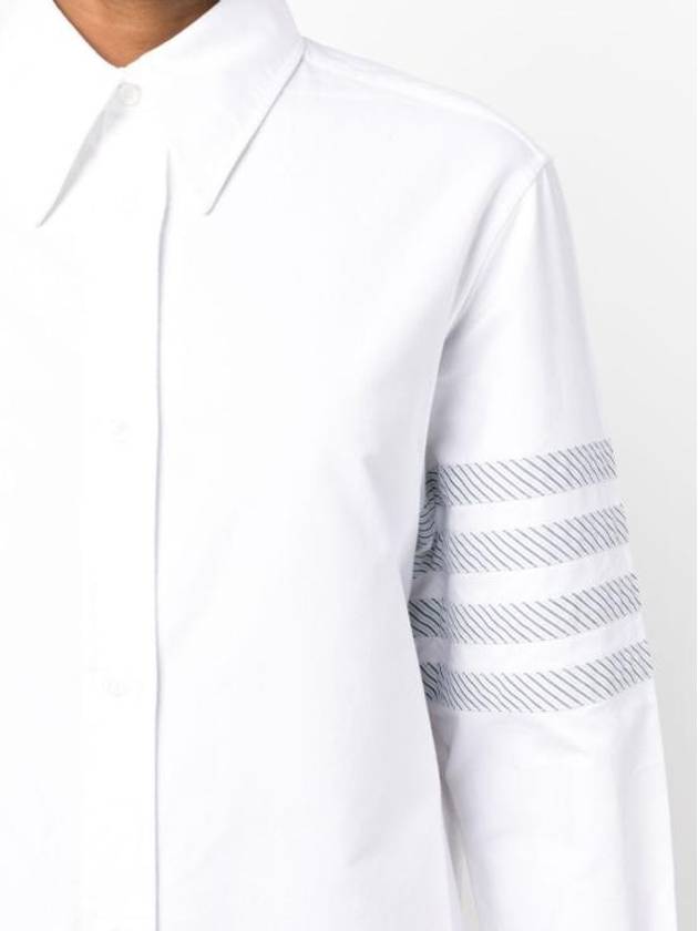 Diagonal 4-Bar Cotton Shirt Midi Dress White - THOM BROWNE - BALAAN 6