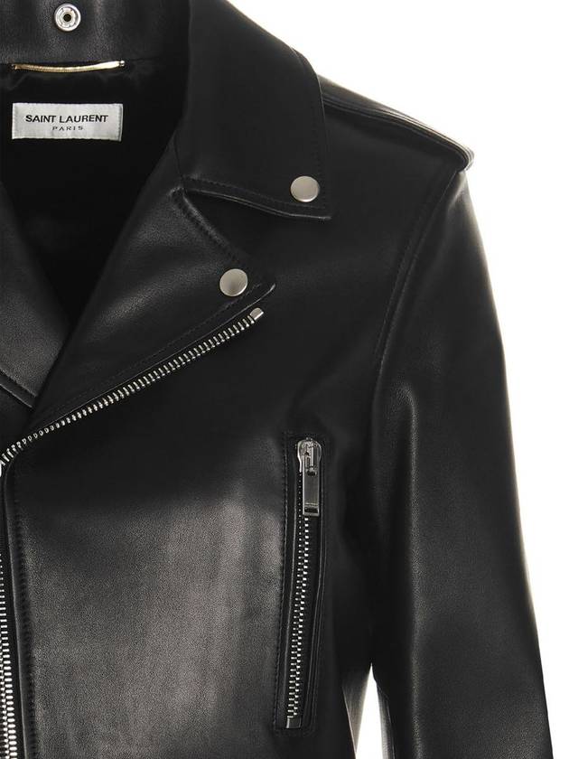 Classic Lambskin Biker Jacket Black - SAINT LAURENT - BALAAN 4