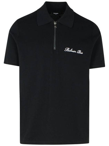 Balmain Black Cotton Polo Shirt - BALMAIN - BALAAN 1