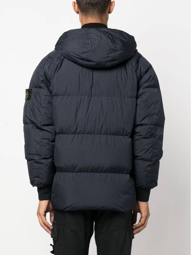 Garment Dyed Crinkle Reps Recycled Nylon Hoodie Padding Navy - STONE ISLAND - BALAAN 6