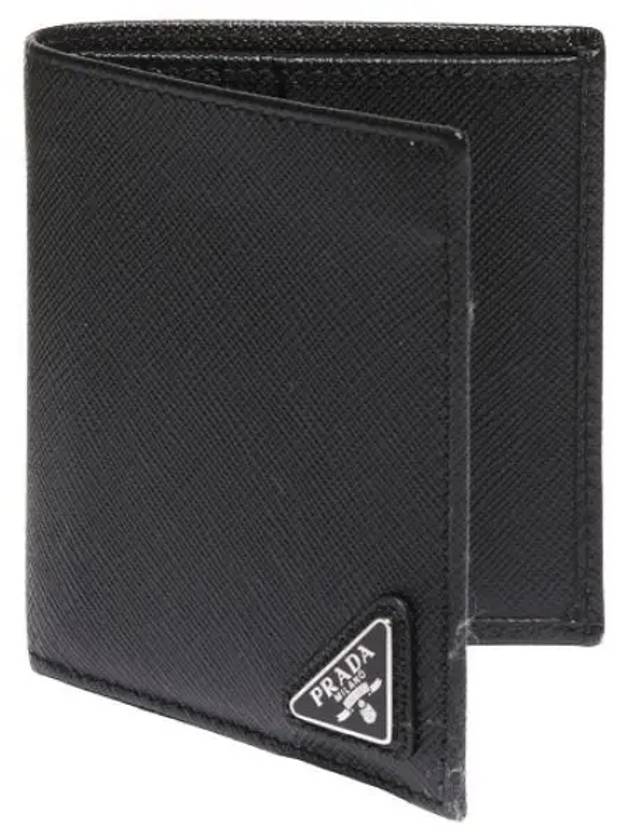 Saffiano triangle logo half wallet men - PRADA - BALAAN 1