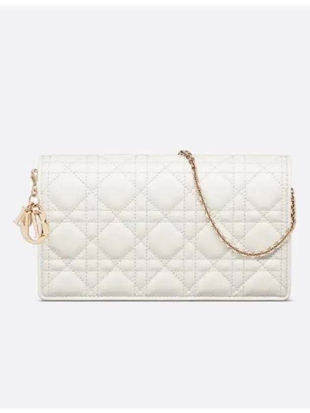 Lady Cannage Lambskin Chain Pouch Bag Latte - DIOR - BALAAN 2