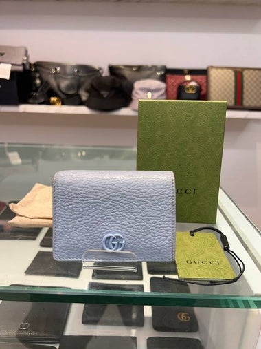 GG Marmont half wallet sky blue - GUCCI - BALAAN 1