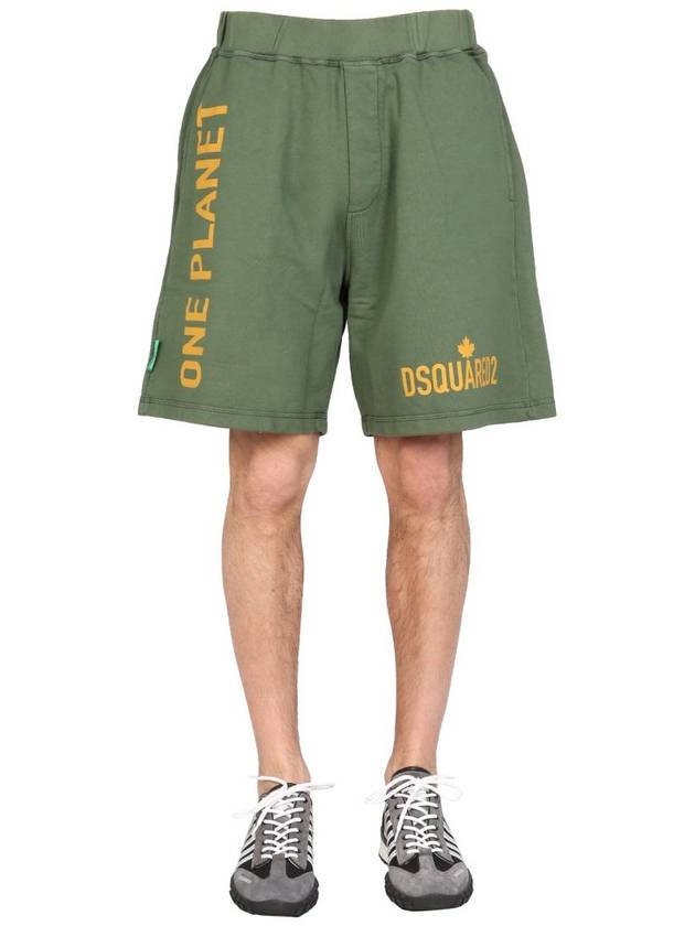 Men's One Life Cotton Shorts Green - DSQUARED2 - BALAAN 2