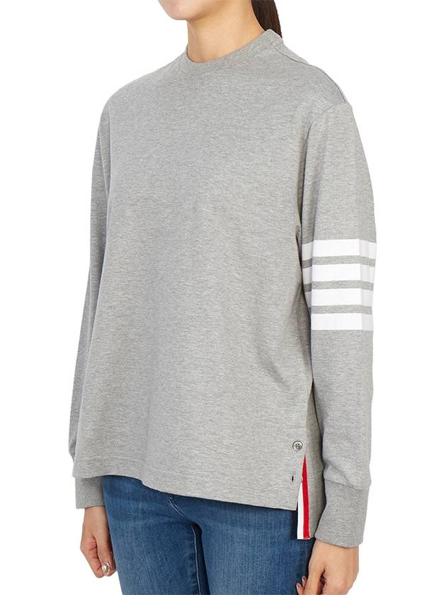 Engineered 4 Bar Medium Weight Jersey Oversized Long Sleeved T-Shirt Light Grey - THOM BROWNE - BALAAN 3