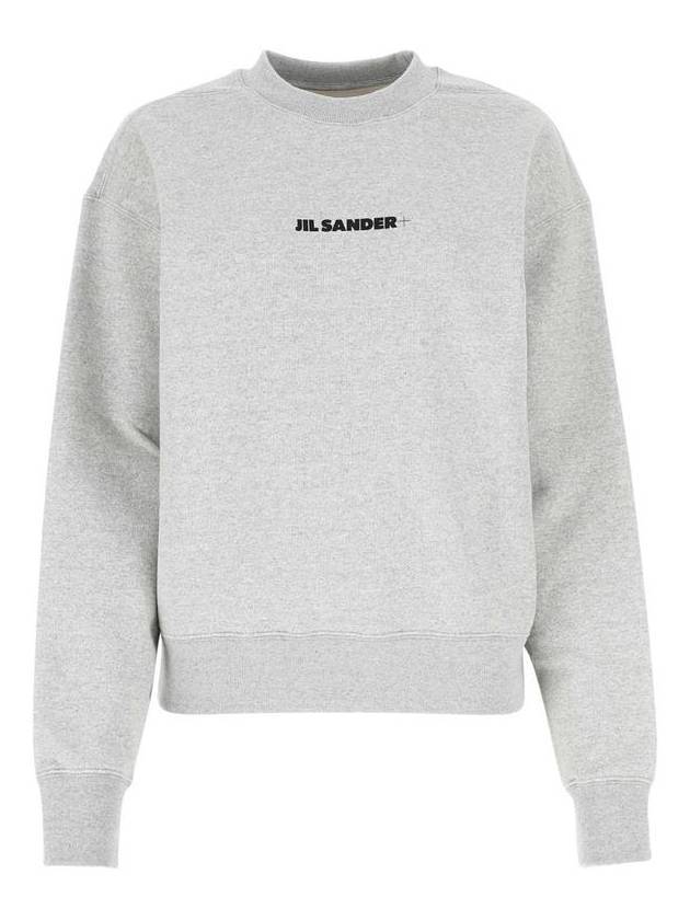 Front Logo Cotton Sweatshirt Grey - JIL SANDER - BALAAN 1