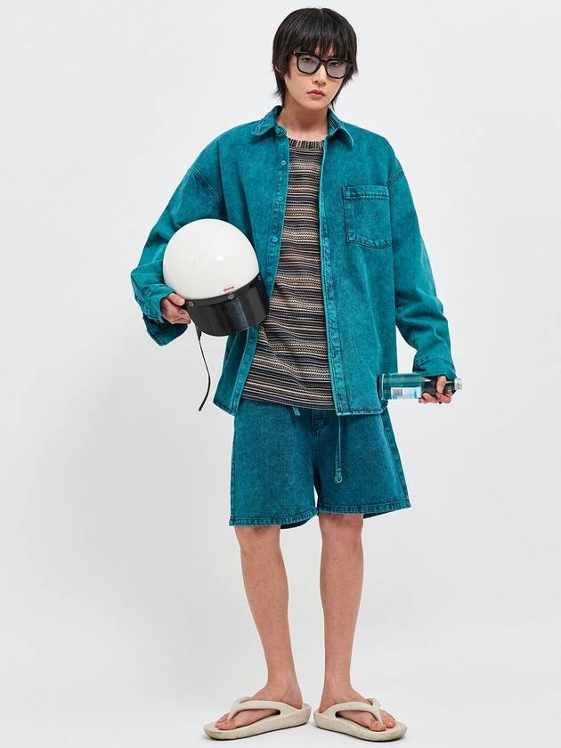 Soju Oversized Fit Denim Shirt Green - C WEAR BY THE GENIUS - BALAAN 11