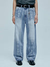 Navajo pattern cut off denim pants light blue - KND - BALAAN 7