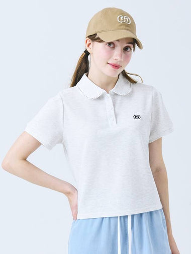 Doyou Know MC Women s Cotton Span Pique Lace Collar Decorated White Melange Short Sleeve T Shirt DO3242TS005 2 - DOYOUKNOWMC GOLF WEAR - BALAAN 1