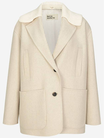 Knit Collar Hand Single Coat Ivory - REAL ME ANOTHER ME - BALAAN 2