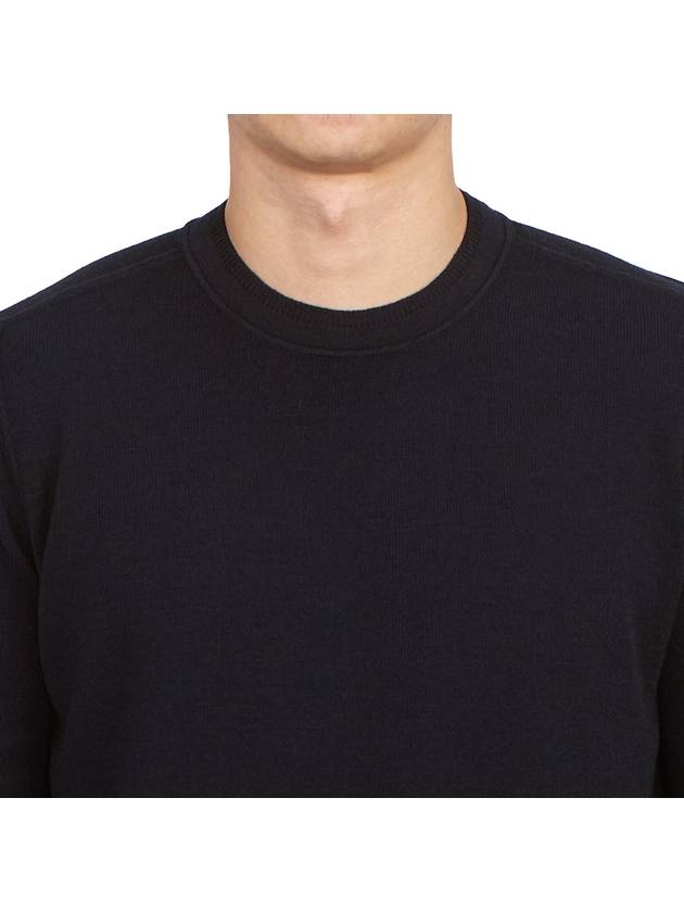 Logo Patch Crew Neck Knit Top Navy - STONE ISLAND - BALAAN 7