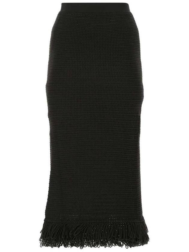 Cotton Mesh Crochet Fringe Pencil Skirt - BOTTEGA VENETA - BALAAN 3