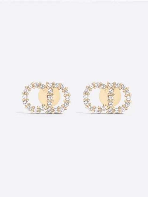 Claire D Lune Finish Metal White Crystal Earrings Gold - DIOR - BALAAN 2