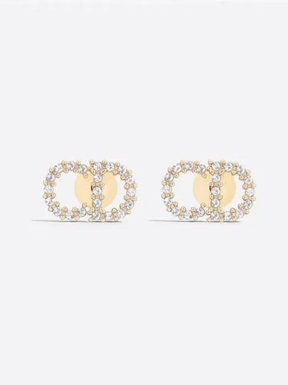 Claire D Lune Finish Metal White Crystal Earrings Gold - DIOR - BALAAN 2