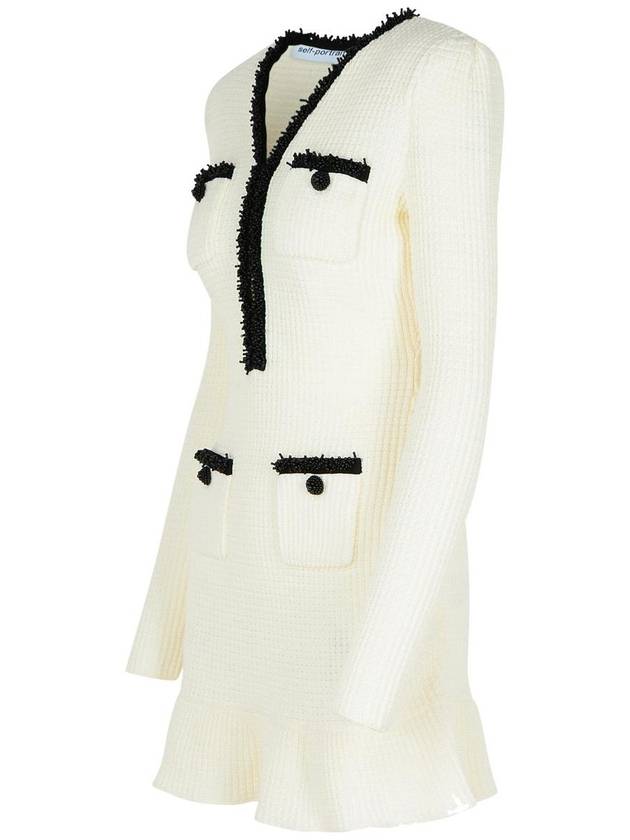 Self-Portrait 'Waffle' Dress In White Polyester Blend - SELF PORTRAIT - BALAAN 2