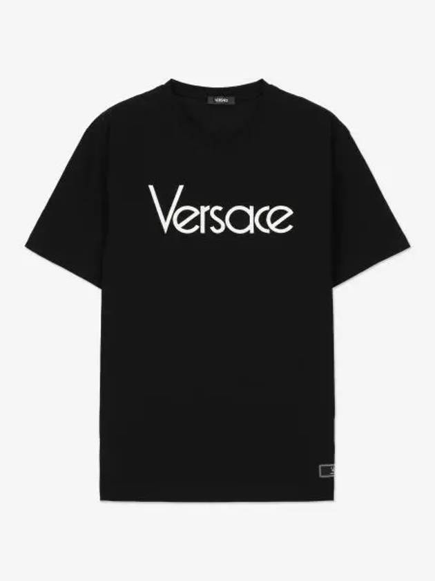 Logo Crewneck Short Sleeve T-Shirt Black - VERSACE - BALAAN 2