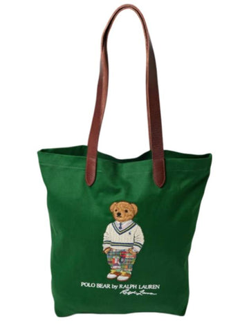 Polo Bear Twill Shopper Tote Green - POLO RALPH LAUREN - BALAAN 1