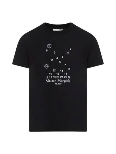 Numeric Embroidered Logo Mako Cotton Short Sleeve T-Shirt Black - MAISON MARGIELA - BALAAN 2