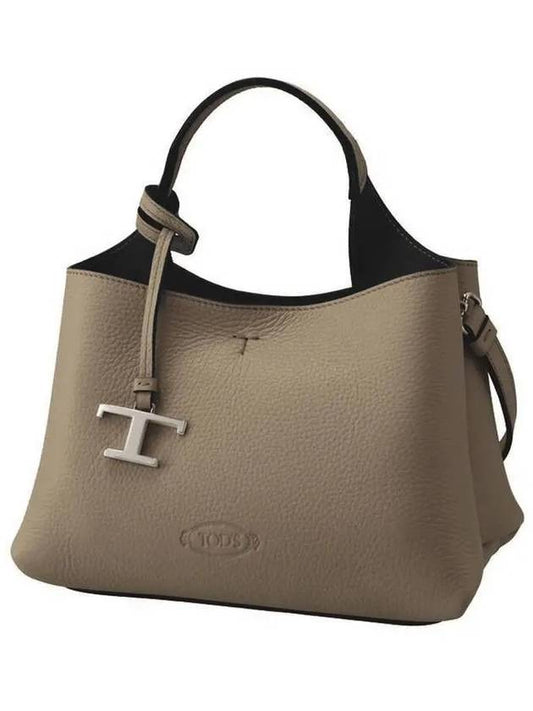 Logo Charm Leather Micro Tote Bag Grey - TOD'S - BALAAN 2