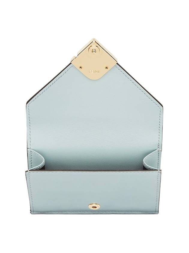 FF Diamond Calf Leather Half Wallet Light Blue - FENDI - BALAAN 3