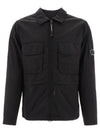 Men's Lens Wappen Two-Pocket Nylon Zip-Up Jacket Black - CP COMPANY - BALAAN 1