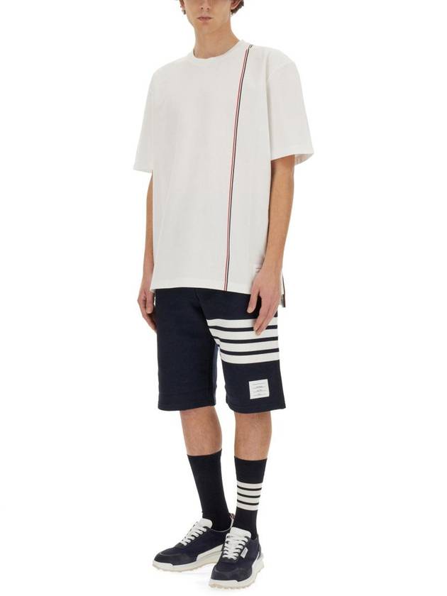 RWB Stripe Cotton Short Sleeve T-shirt White - THOM BROWNE - BALAAN 3