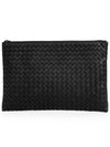 Intrecciato Document Leather Clutch Bag Black - BOTTEGA VENETA - BALAAN 3