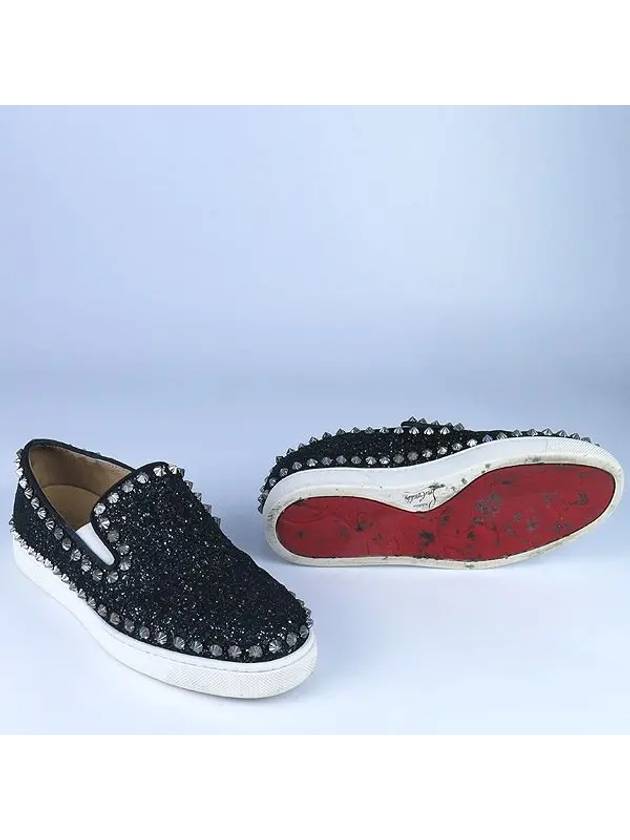 Studded Black Color Pik Boat Women s Slip Ons 210mm - CHRISTIAN LOUBOUTIN - BALAAN 3