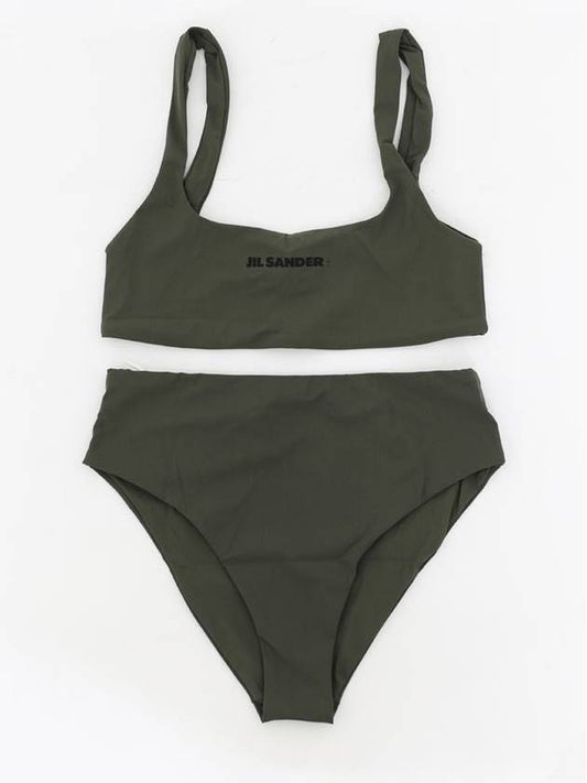 Logo Print Square Neck Bikini Dark Green - JIL SANDER - BALAAN 2