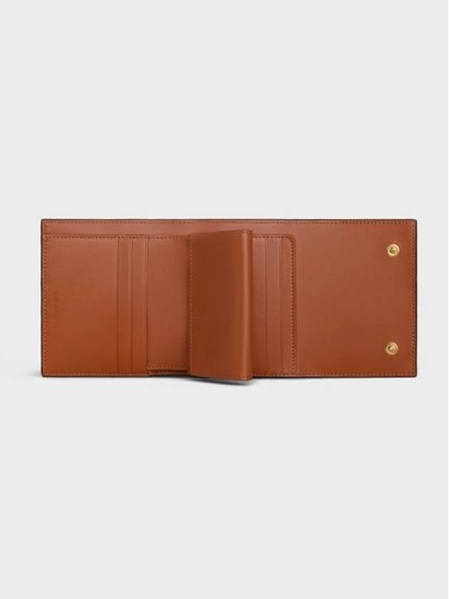 Small Tri-Fold Wallet in Triomphe Canvas Lambskin Tan - CELINE - BALAAN 5