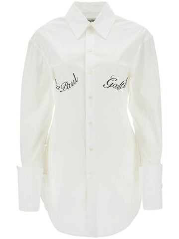 white poplin shirt with underboob print - JEAN PAUL GAULTIER - BALAAN 1