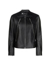 Women's Zipper Leather Jacket Black - MAISON MARGIELA - BALAAN 2