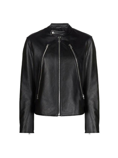 Women's Zipper Leather Jacket Black - MAISON MARGIELA - BALAAN 1