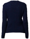 Cable Round Neck Wool Knit Top Navy - POLO RALPH LAUREN - BALAAN.