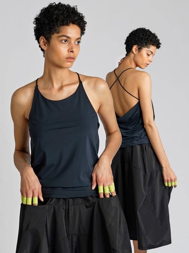 Back Open Slick Top Sleeveless Dark Navy - ATHPLATFORM - BALAAN 3