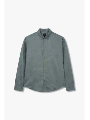 Men s Satin Camouflage Pattern Shirt Dark Green - ARMANI EXCHANGE - BALAAN 1